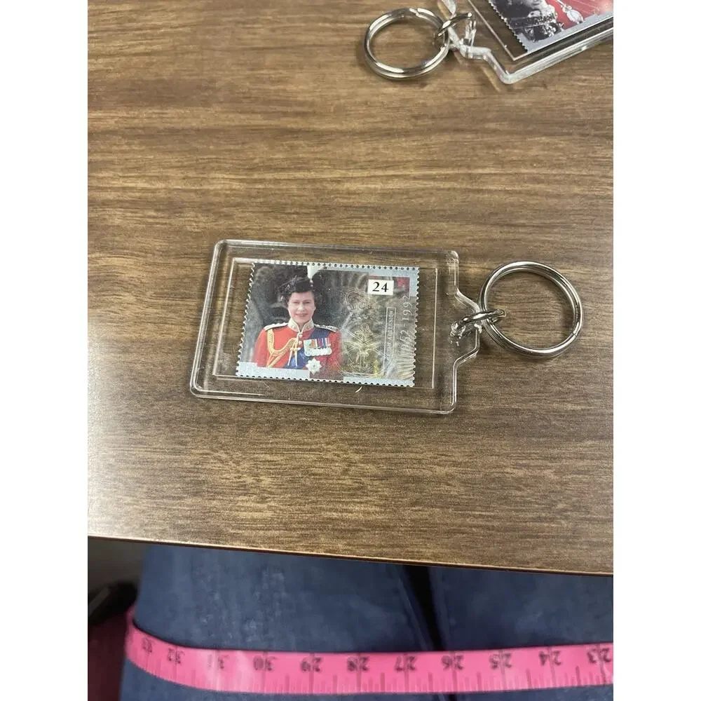 Queen Elizabeth II Postage Stamp Keychain 1992 UK 40th Anniversary Accession